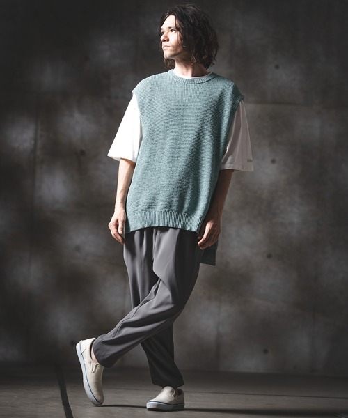 GLIMCLAP(グリムクラップ)の「mcg3763-Soft Gauge Knit Vest ニットベスト(201-012-gls-cg)(ベスト・メンズ・グレー/オフホワイト/ブルー/ブラック・S/L/M)」の21枚目の写真
