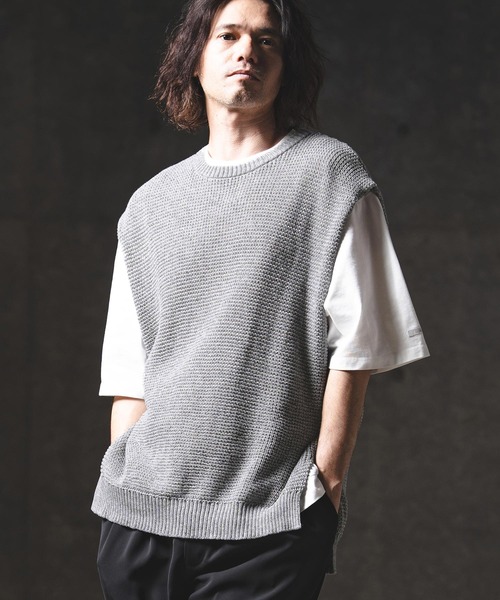 GLIMCLAP(グリムクラップ)の「mcg3763-Soft Gauge Knit Vest ニットベスト(201-012-gls-cg)(ベスト・メンズ・グレー/オフホワイト/ブルー/ブラック・S/L/M)」の22枚目の写真