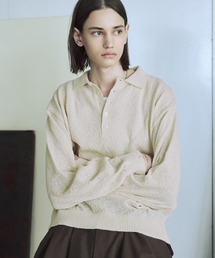 ASTRONOMY（アストロノミー）の「シアーブークレ襟付きヘンリーニット（ニット/セーター）」