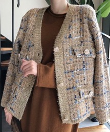 CHUN CHUN NOTES（チュンチュンノーツ）の「26SS/配色ミックスニットツイードカーディガン（カーディガン/ボレロ）」