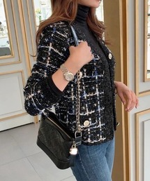 CHUN CHUN NOTES（チュンチュンノーツ）の「26SS/配色ミックスニットツイードカーディガン（カーディガン/ボレロ）」