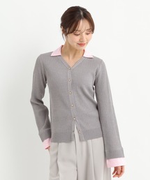 Andemiu | シャツエリツキニットカーディガン639472(ニット/セーター)