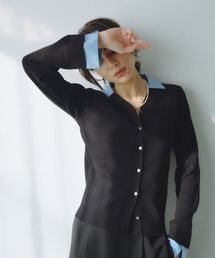 Andemiu | シャツエリツキニットカーディガン639472(ニット/セーター)