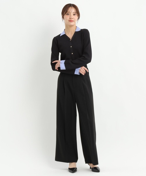 Andemiu（アンデミュウ）の「シャツエリツキニットカーディガン639472（ニット/セーター・レディース・グレー/ブルー/ブラック・FREE）」の5枚目の写真