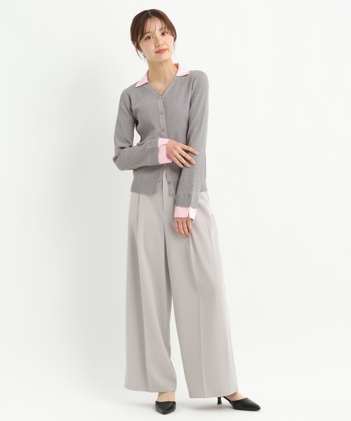 Andemiu（アンデミュウ）の「シャツエリツキニットカーディガン639472（ニット/セーター・レディース・グレー/ブルー/ブラック・FREE）」の7枚目の写真