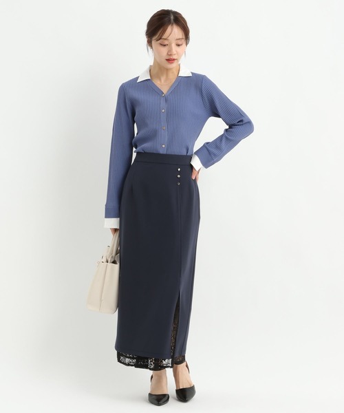 Andemiu（アンデミュウ）の「シャツエリツキニットカーディガン639472（ニット/セーター・レディース・グレー/ブルー/ブラック・FREE）」の8枚目の写真