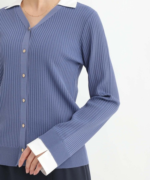 Andemiu（アンデミュウ）の「シャツエリツキニットカーディガン639472（ニット/セーター・レディース・グレー/ブルー/ブラック・FREE）」の16枚目の写真