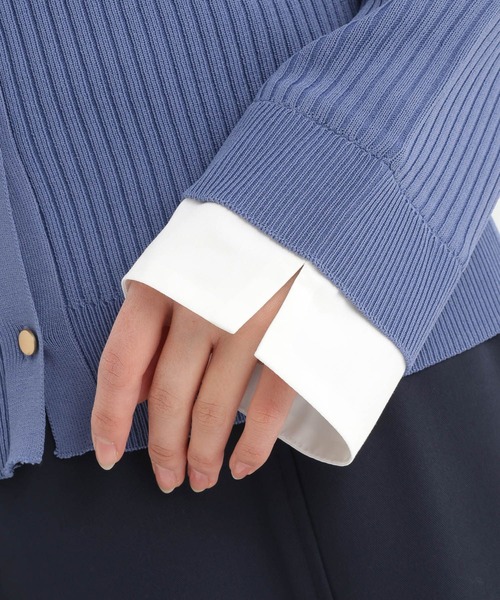 Andemiu（アンデミュウ）の「シャツエリツキニットカーディガン639472（ニット/セーター・レディース・グレー/ブルー/ブラック・FREE）」の17枚目の写真