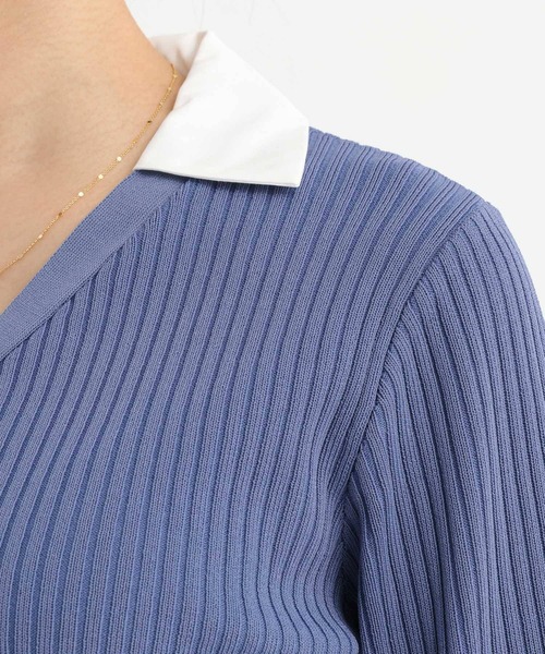 Andemiu（アンデミュウ）の「シャツエリツキニットカーディガン639472（ニット/セーター・レディース・グレー/ブルー/ブラック・FREE）」の20枚目の写真