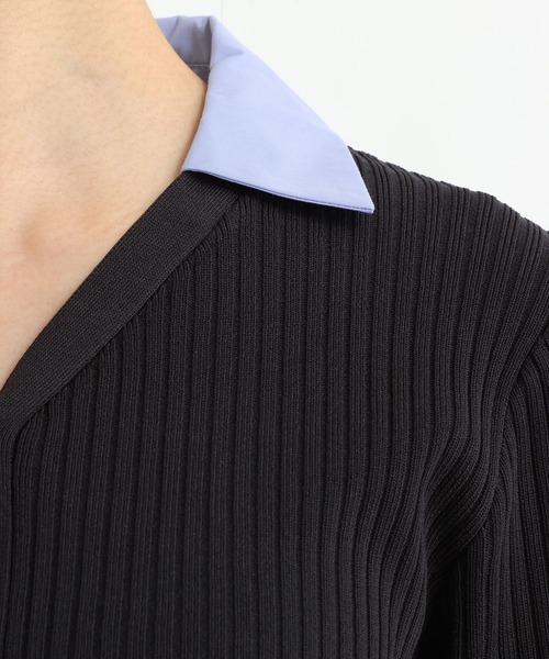 Andemiu（アンデミュウ）の「シャツエリツキニットカーディガン639472（ニット/セーター・レディース・グレー/ブルー/ブラック・FREE）」の21枚目の写真