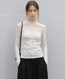 tageechita（タジチタ）の「【tageechita】チェックレース シアートップス（Tシャツ/カットソー）」