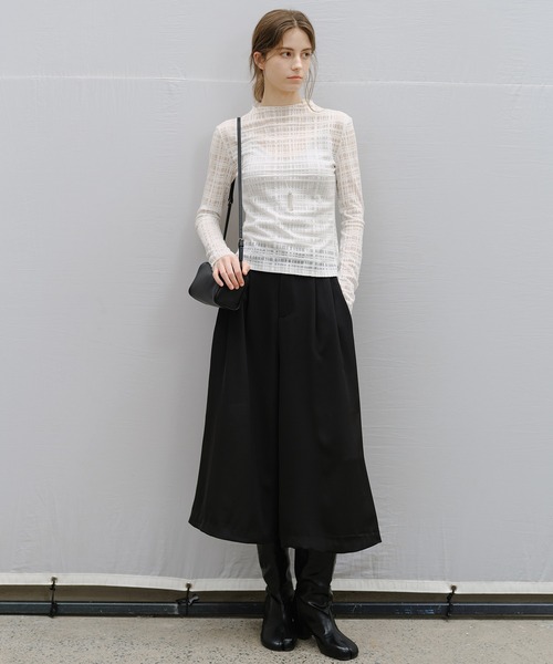 tageechita(タジチタ)の「【tageechita】チェックレース シアートップス(Tシャツ/カットソー・レディース・チャコールグレー/アイボリー・L/M/S)」の7枚目の写真
