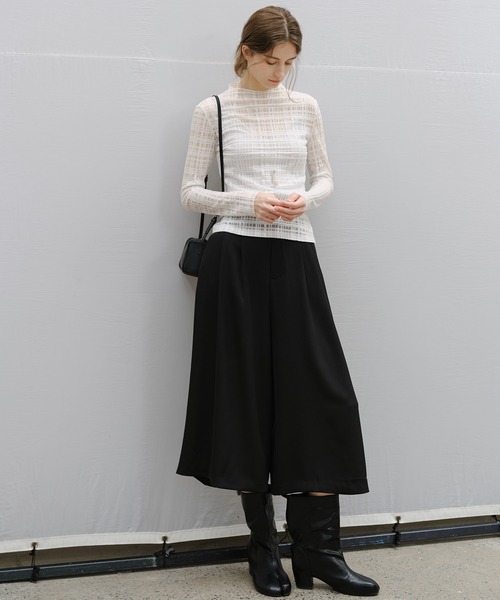 tageechita(タジチタ)の「【tageechita】チェックレース シアートップス(Tシャツ/カットソー・レディース・チャコールグレー/アイボリー・L/M/S)」の13枚目の写真