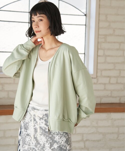 LBC(エルビーシー)の「ミニ裏毛ダブルジップカーディガン(カーディガン/ボレロ・レディース・ミント/チャコール/オフホワイト・M)」の18枚目の写真