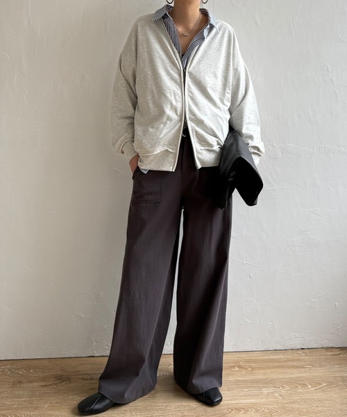 LBC（エルビーシー）の「ミニ裏毛ダブルジップカーディガン（カーディガン/ボレロ・レディース・ミント/チャコール/オフホワイト・M）」の4枚目の写真