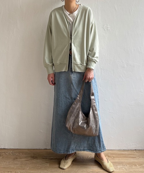 LBC（エルビーシー）の「ミニ裏毛ダブルジップカーディガン（カーディガン/ボレロ・レディース・ミント/チャコール/オフホワイト・M）」の5枚目の写真