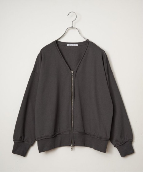 LBC（エルビーシー）の「ミニ裏毛ダブルジップカーディガン（カーディガン/ボレロ・レディース・ミント/チャコール/オフホワイト・M）」の9枚目の写真