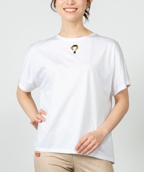 STUDIO PICONE(スタジオピッコーネ)の「コットン混ビーズワッペンプルオーバー(Tシャツ/カットソー・レディース・ブラック/ブラウン/ライトグリーン/ホワイト・M/L/LL)」の12枚目の写真