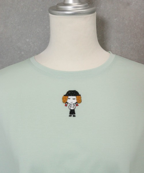 STUDIO PICONE(スタジオピッコーネ)の「コットン混ビーズワッペンプルオーバー(Tシャツ/カットソー・レディース・ブラック/ブラウン/ライトグリーン/ホワイト・M/L/LL)」の19枚目の写真