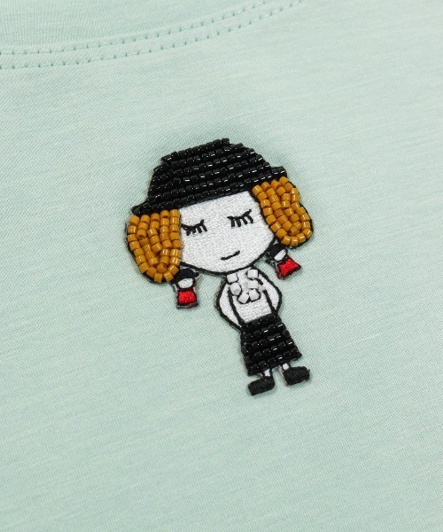 STUDIO PICONE(スタジオピッコーネ)の「コットン混ビーズワッペンプルオーバー(Tシャツ/カットソー・レディース・ブラック/ブラウン/ライトグリーン/ホワイト・M/L/LL)」の20枚目の写真