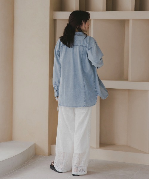 slattgir（スラットジール）の「高身長　ブロックレースワイドパンツ（トールサイズ）Essenave（その他パンツ・レディース・ブラック/オフホワイト・T5L/T4L/T3L/TLL/TL/TM）」の7枚目の写真