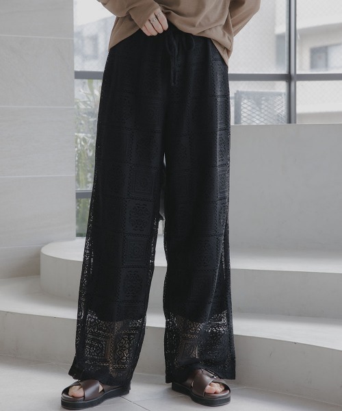 slattgir（スラットジール）の「高身長　ブロックレースワイドパンツ（トールサイズ）Essenave（その他パンツ・レディース・ブラック/オフホワイト・T5L/T4L/T3L/TLL/TL/TM）」の10枚目の写真