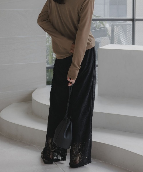 slattgir（スラットジール）の「高身長　ブロックレースワイドパンツ（トールサイズ）Essenave（その他パンツ・レディース・ブラック/オフホワイト・T5L/T4L/T3L/TLL/TL/TM）」の12枚目の写真