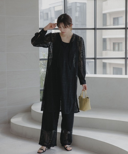 slattgir（スラットジール）の「高身長　ブロックレースワイドパンツ（トールサイズ）Essenave（その他パンツ・レディース・ブラック/オフホワイト・T5L/T4L/T3L/TLL/TL/TM）」の15枚目の写真