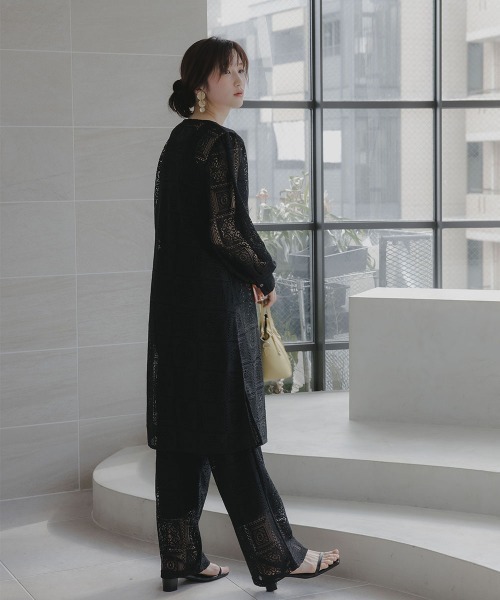 slattgir（スラットジール）の「高身長　ブロックレースワイドパンツ（トールサイズ）Essenave（その他パンツ・レディース・ブラック/オフホワイト・T5L/T4L/T3L/TLL/TL/TM）」の16枚目の写真