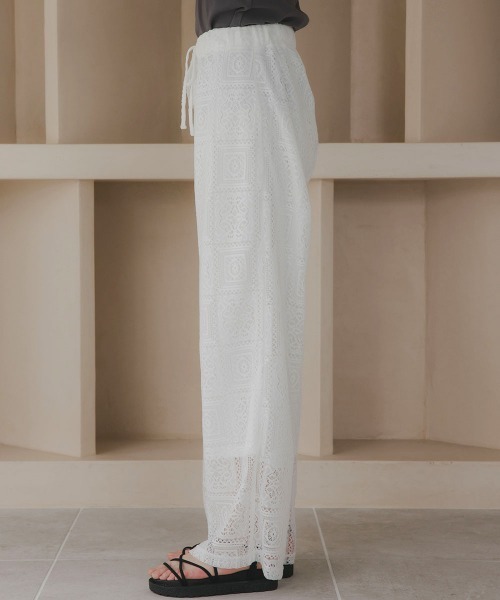 slattgir（スラットジール）の「高身長　ブロックレースワイドパンツ（トールサイズ）Essenave（その他パンツ・レディース・ブラック/オフホワイト・T5L/T4L/T3L/TLL/TL/TM）」の18枚目の写真