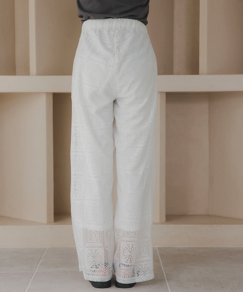 slattgir（スラットジール）の「高身長　ブロックレースワイドパンツ（トールサイズ）Essenave（その他パンツ・レディース・ブラック/オフホワイト・T5L/T4L/T3L/TLL/TL/TM）」の19枚目の写真