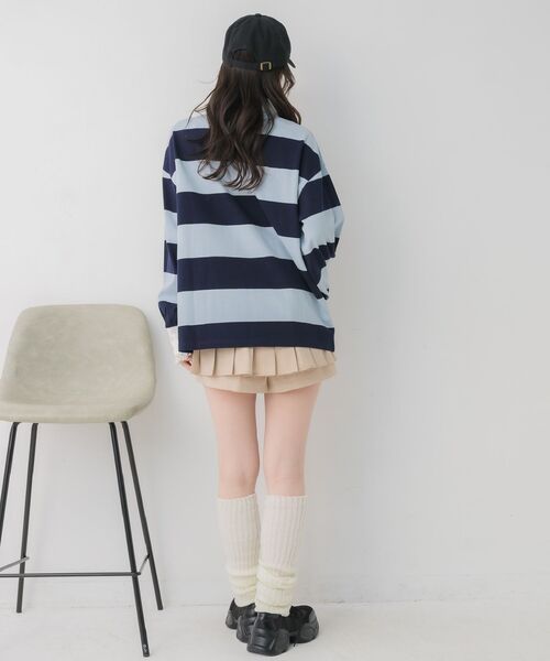 ems excite(エムズエキサイト)の「レース付きラガーSH(Tシャツ/カットソー・レディース・ブルー/ブラック/ピンク・FREE)」の7枚目の写真