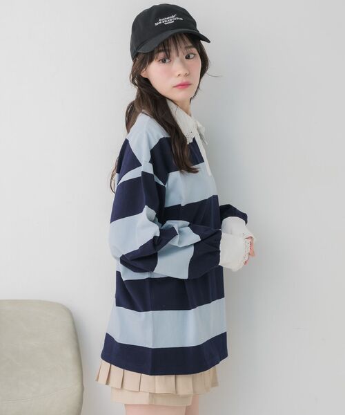 ems excite(エムズエキサイト)の「レース付きラガーSH(Tシャツ/カットソー・レディース・ブルー/ブラック/ピンク・FREE)」の10枚目の写真