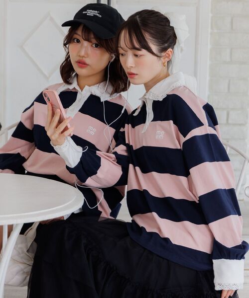 ems excite(エムズエキサイト)の「レース付きラガーSH(Tシャツ/カットソー・レディース・ブルー/ブラック/ピンク・FREE)」の21枚目の写真