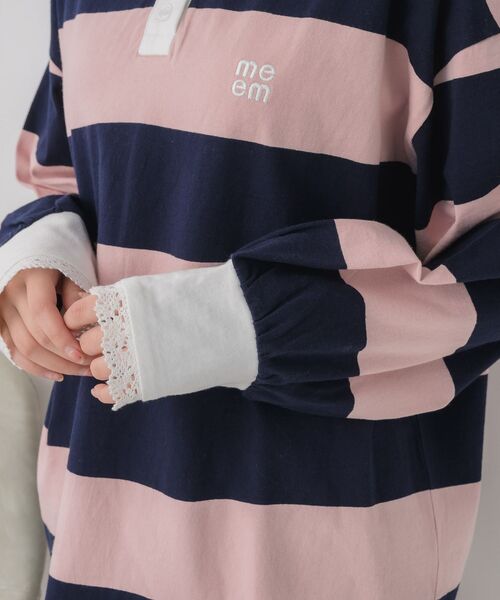 ems excite(エムズエキサイト)の「レース付きラガーSH(Tシャツ/カットソー・レディース・ブルー/ブラック/ピンク・FREE)」の17枚目の写真