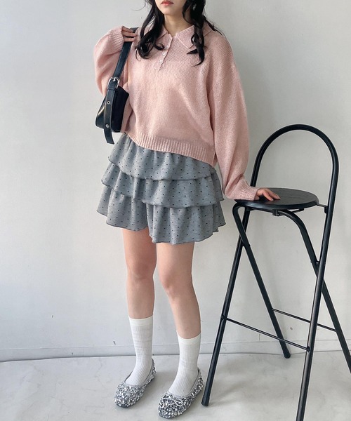 AS KNOW AS plus(アズノゥアズプラス)の「〇モヘアタッチシアーポロニット(ニット/セーター・レディース・チャコールグレー/キナリ/グレイッシュブルー/ピンク・FREE)」の20枚目の写真