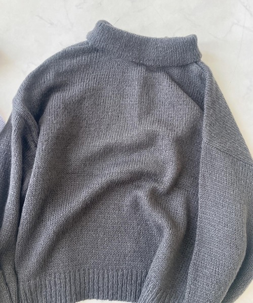AS KNOW AS plus(アズノゥアズプラス)の「〇モヘアタッチシアーポロニット(ニット/セーター・レディース・チャコールグレー/キナリ/グレイッシュブルー/ピンク・FREE)」の10枚目の写真
