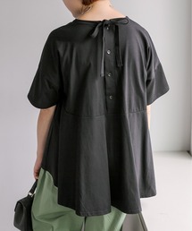 Tシャツ/カットソー（ブラック/黒色系・リボン）ファッション通販