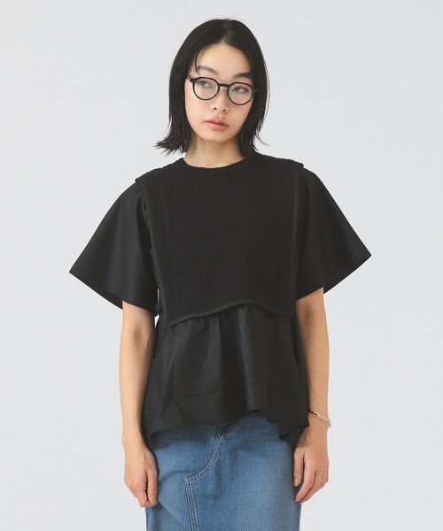 Ray BEAMS(レイビームス)の「【8/13 再値下げ】ケーブル ジャカード キリカエ プルオーバー(Tシャツ/カットソー・レディース・オフホワイト/ブラック・ONE SIZE)」の2枚目の写真