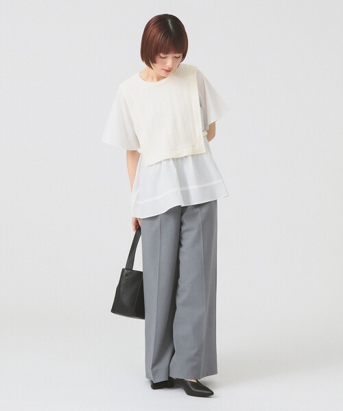Ray BEAMS(レイビームス)の「【8/13 再値下げ】ケーブル ジャカード キリカエ プルオーバー(Tシャツ/カットソー・レディース・オフホワイト/ブラック・ONE SIZE)」の3枚目の写真