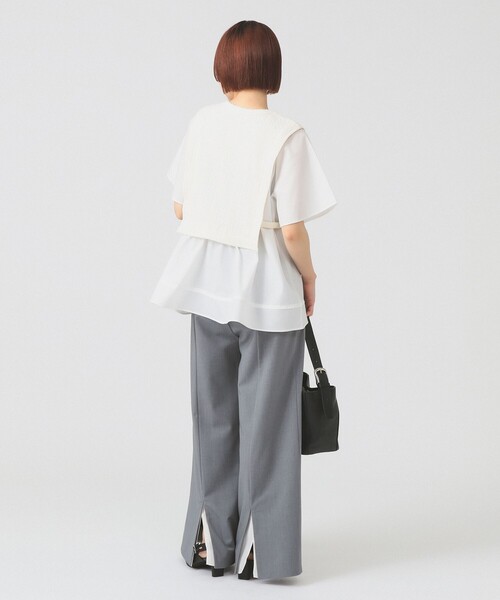 Ray BEAMS(レイビームス)の「【8/13 再値下げ】ケーブル ジャカード キリカエ プルオーバー(Tシャツ/カットソー・レディース・オフホワイト/ブラック・ONE SIZE)」の5枚目の写真