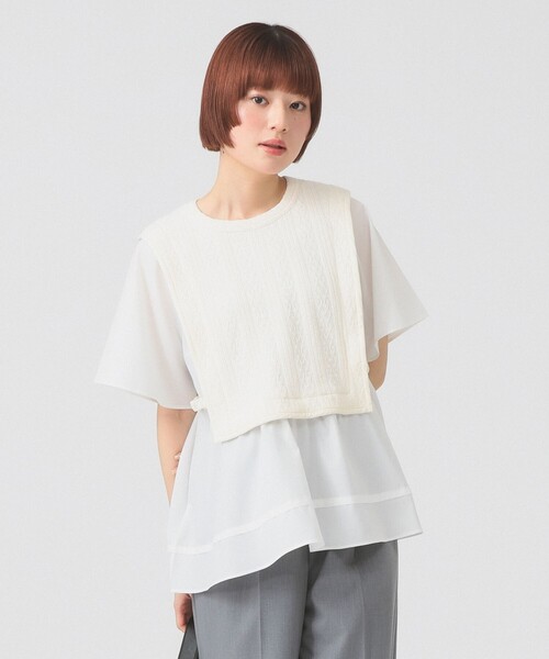 Ray BEAMS(レイビームス)の「【8/13 再値下げ】ケーブル ジャカード キリカエ プルオーバー(Tシャツ/カットソー・レディース・オフホワイト/ブラック・ONE SIZE)」の6枚目の写真