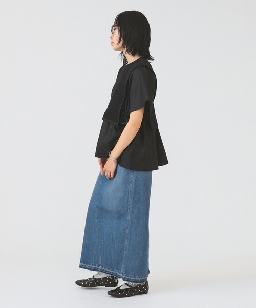 Ray BEAMS(レイビームス)の「【8/13 再値下げ】ケーブル ジャカード キリカエ プルオーバー(Tシャツ/カットソー・レディース・オフホワイト/ブラック・ONE SIZE)」の8枚目の写真