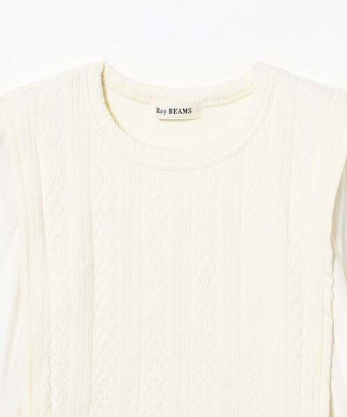 Ray BEAMS(レイビームス)の「【8/13 再値下げ】ケーブル ジャカード キリカエ プルオーバー(Tシャツ/カットソー・レディース・オフホワイト/ブラック・ONE SIZE)」の19枚目の写真