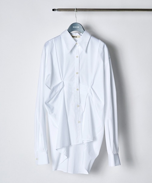RUMCHE(ラムシェ)の「Cotton Layered Tuck Shirt / コットンレイヤードタックシャツ(シャツ/ブラウス・レディース・ホワイト/サックスブルー・FREE)」の2枚目の写真