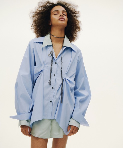 Рубашка Cotton Layered Tuck Shirt / хлопковая многослойная с защипами