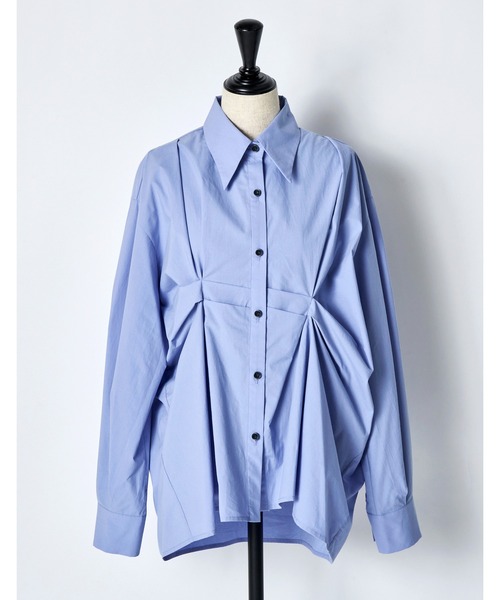 RUMCHE(ラムシェ)の「Cotton Layered Tuck Shirt / コットンレイヤードタックシャツ(シャツ/ブラウス・レディース・ホワイト/サックスブルー・FREE)」の13枚目の写真