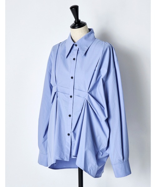 RUMCHE(ラムシェ)の「Cotton Layered Tuck Shirt / コットンレイヤードタックシャツ(シャツ/ブラウス・レディース・ホワイト/サックスブルー・FREE)」の12枚目の写真