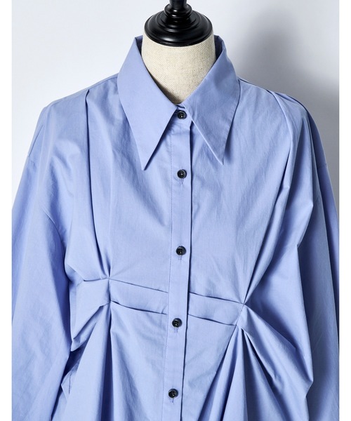 RUMCHE(ラムシェ)の「Cotton Layered Tuck Shirt / コットンレイヤードタックシャツ(シャツ/ブラウス・レディース・ホワイト/サックスブルー・FREE)」の10枚目の写真