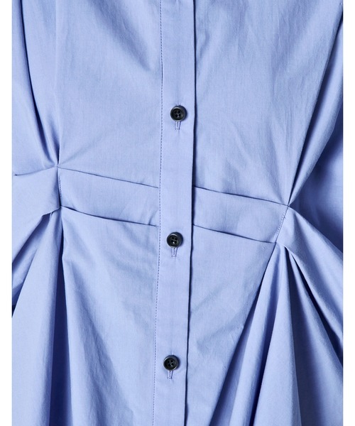 RUMCHE(ラムシェ)の「Cotton Layered Tuck Shirt / コットンレイヤードタックシャツ(シャツ/ブラウス・レディース・ホワイト/サックスブルー・FREE)」の9枚目の写真